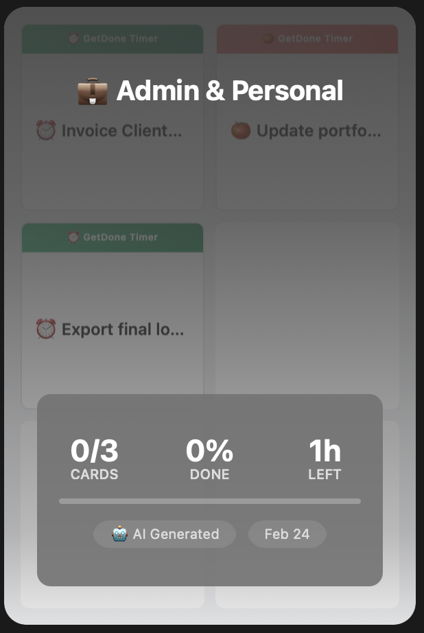 Admin & Personal group card