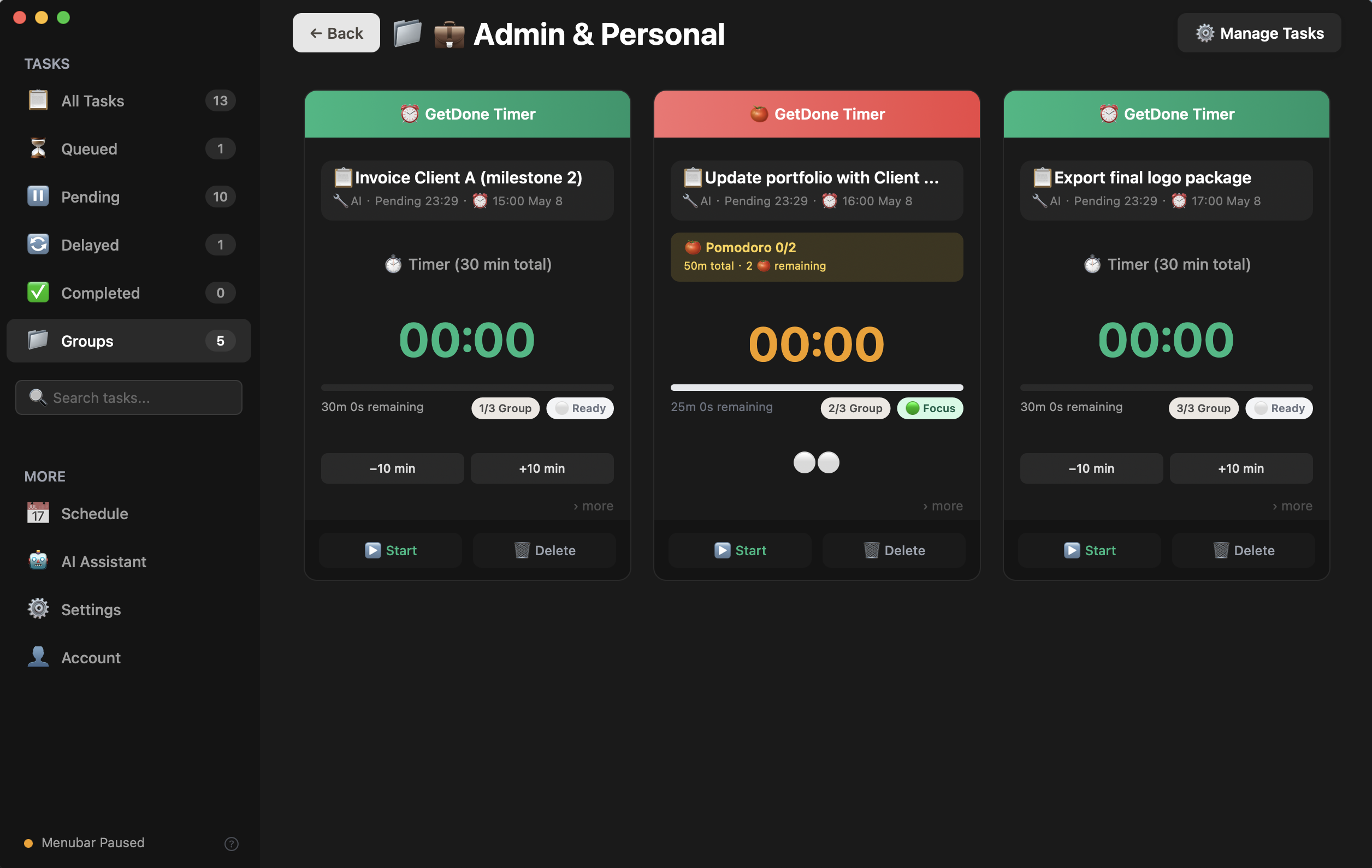 Admin — invoice, portfolio, export