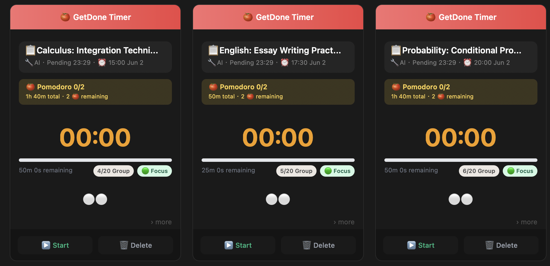 Day 2 — Calculus, English, Probability