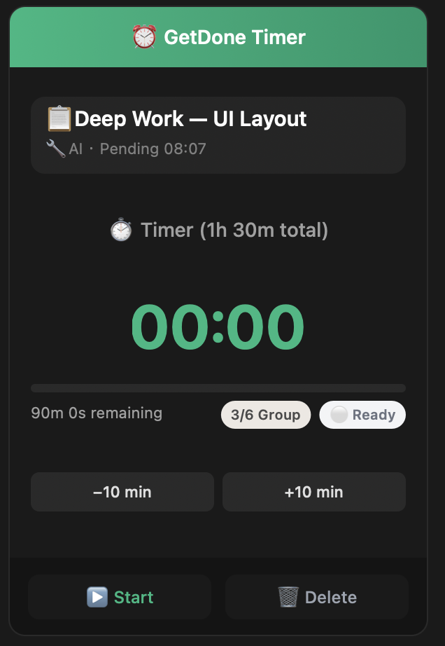 Deep Work — UI Layout